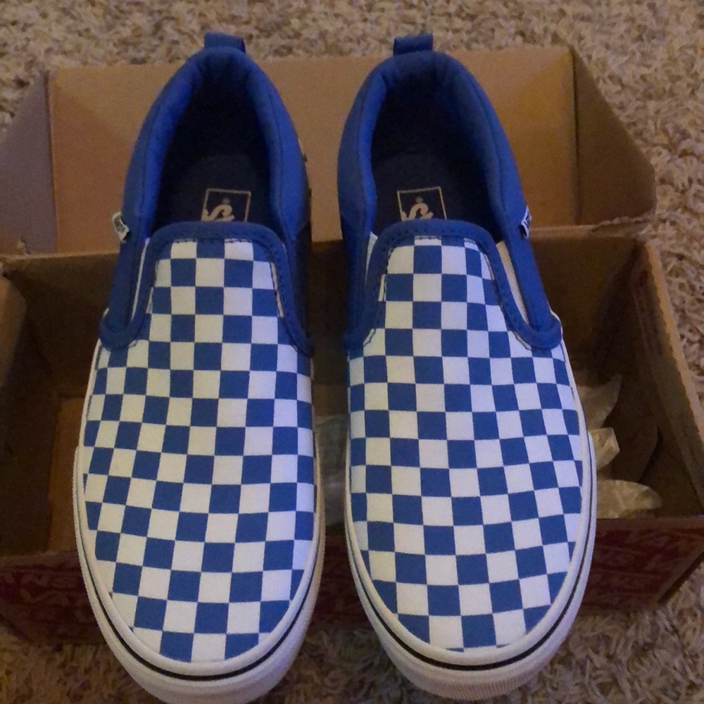 Brand new blue checkered vans